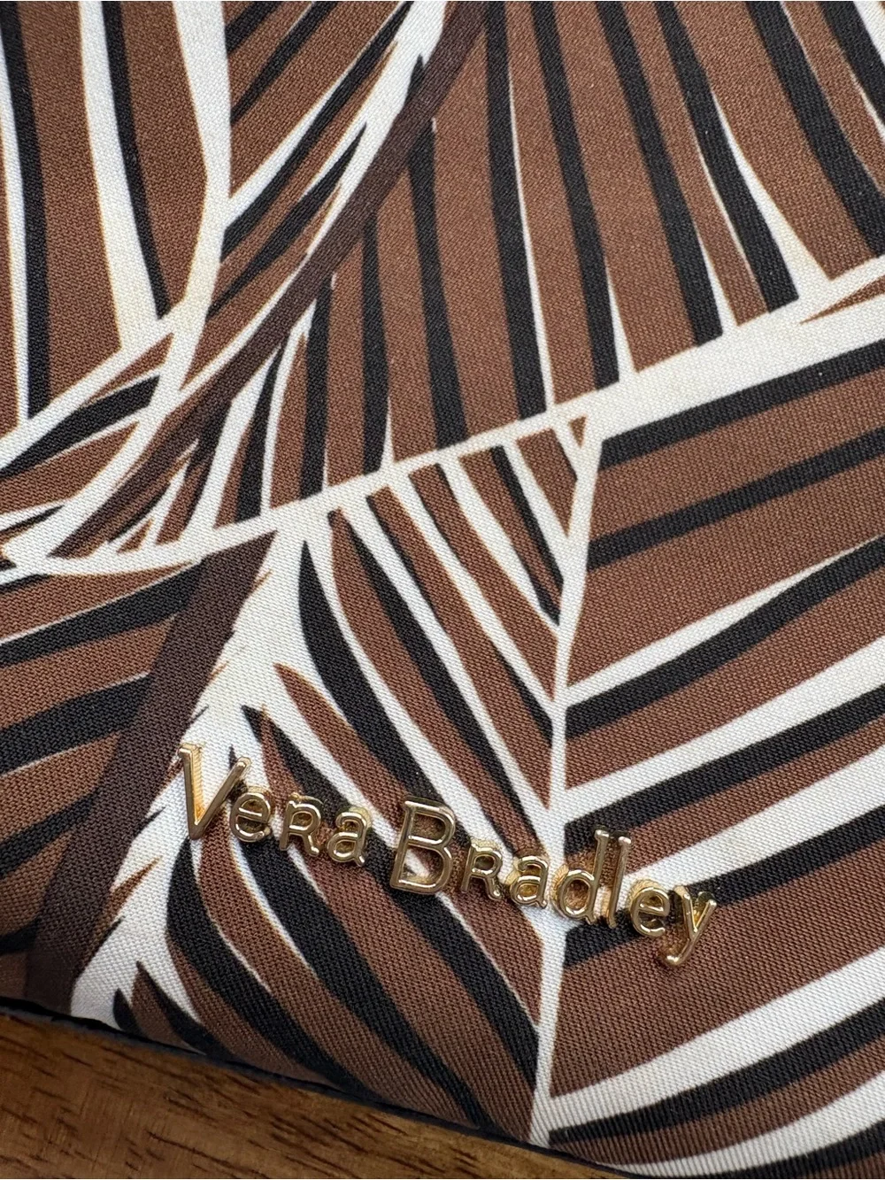 Vera Bradley Brown, White & Black Palm-Print Wristlet Clutch